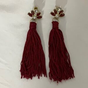 Chic Maroon Tassel Earrings
